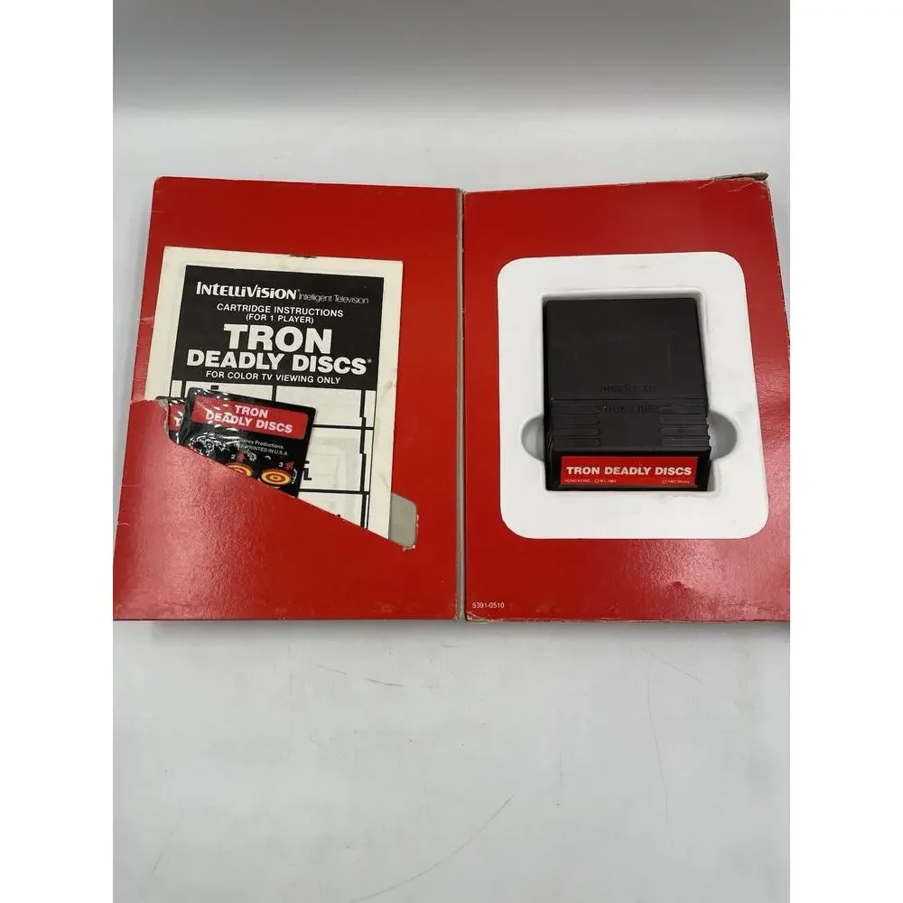 Tron Deadly Discs for Intellivision 1982 Cartridge OG Box 2 Overlays Manual